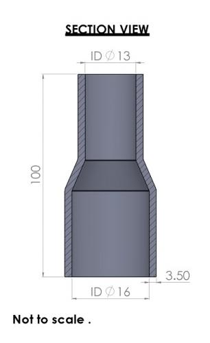 16-13mm Straight Reducer Silicone Hose