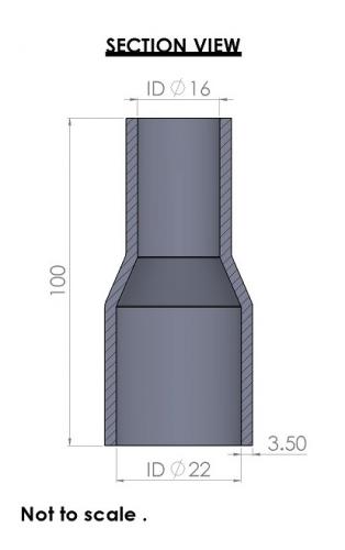 22-16mm Straight Reducer Silicone Hose