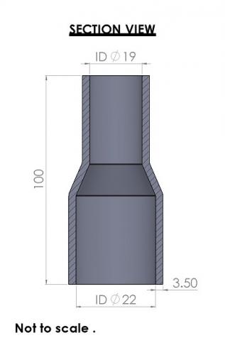22-19mm Straight Reducer Silicone Hose