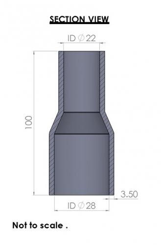 28-22mm Straight Reducer Silicone Hose