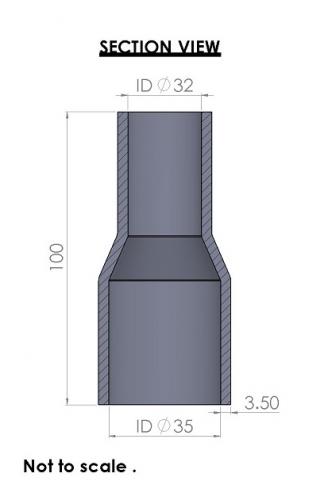 35-32mm Straight Reducer Silicone Hose