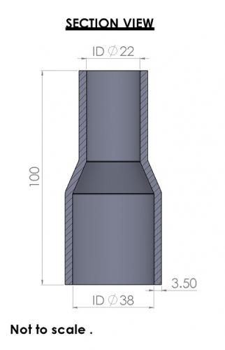 38-22mm Straight Reducer Silicone Hose
