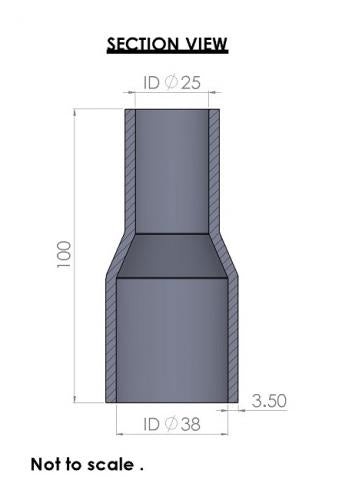 38-25mm Straight Reducer Silicone Hose