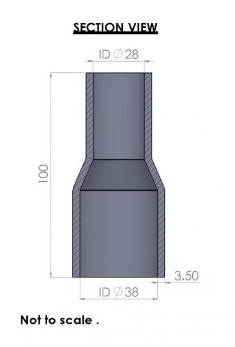38-28mm Straight Reducer Silicone Hose