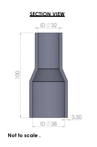 38-32mm Straight Reducer Silicone Hose