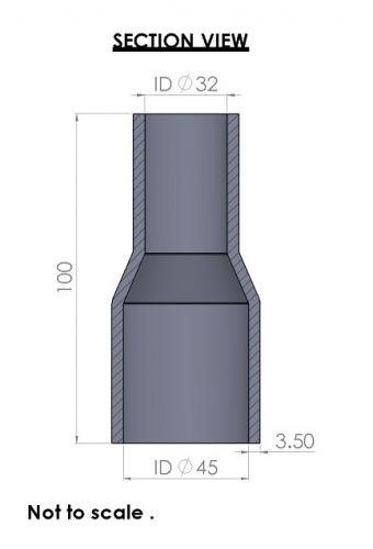 45-32mm Straight Reducer Silicone Hose