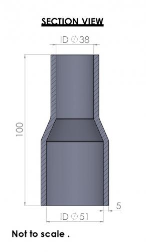 51-38mm Straight Reducer Silicone Hose