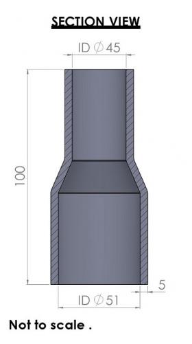 51-45mm Straight Reducer Silicone Hose