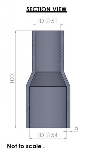 54-51mm Straight Reducer Silicone Hose