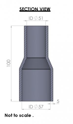 57-51mm Straight Reducer Silicone Hose