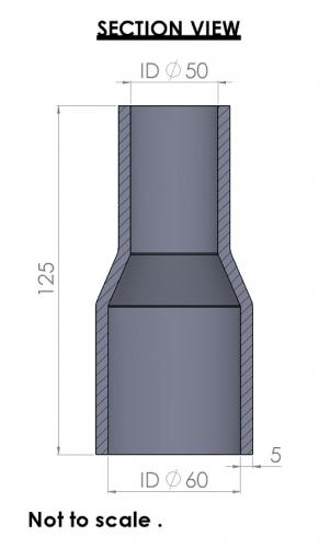 60-51mm Straight Reducer Silicone Hose
