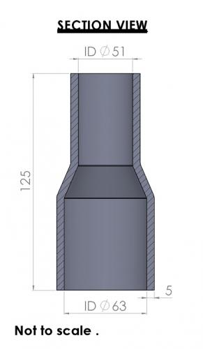 63-51mm Straight Reducer Silicone Hose