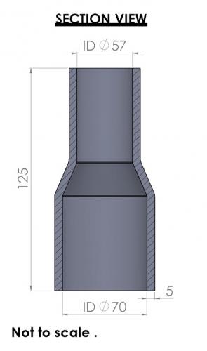 70-57mm Straight Reducer Silicone Hose