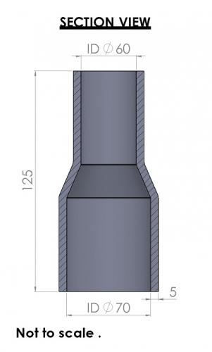 70-60mm Straight Reducer Silicone Hose