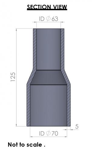 70-63mm Straight Reducer Silicone Hose