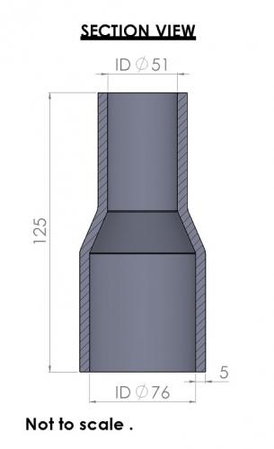 76-51mm Straight Reducer Silicone Hose
