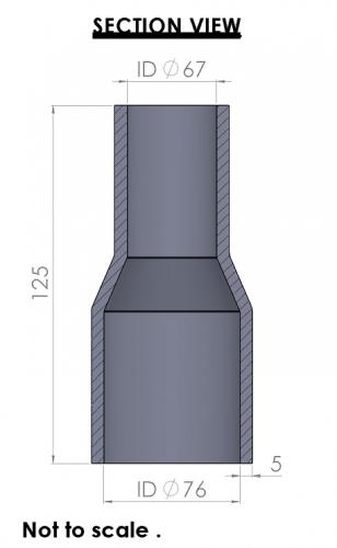 76-67mm Straight Reducer Silicone Hose
