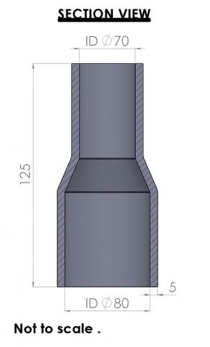 80-70mm Straight Reducer Silicone Hose