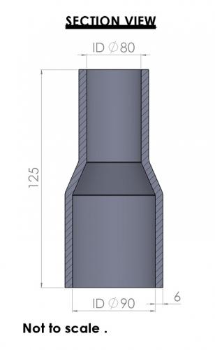 90-80mm Straight Reducer Silicone Hose
