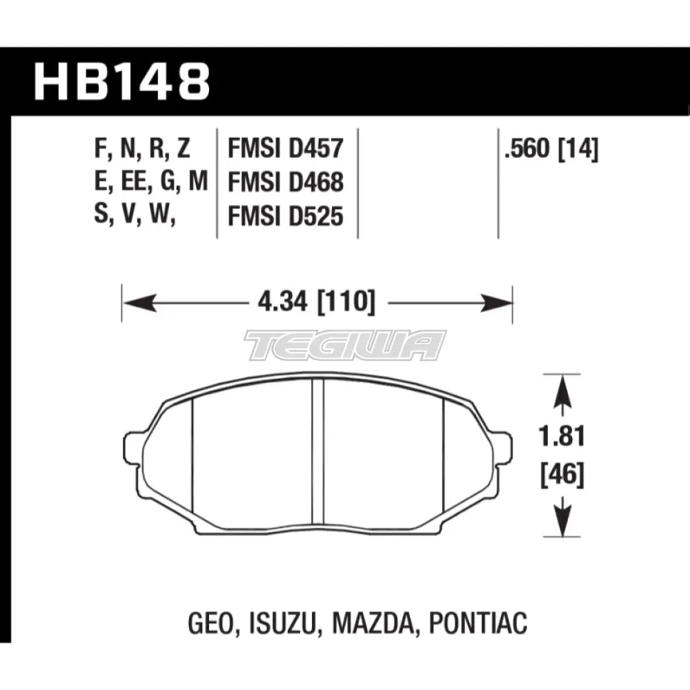 HAWK Performance Black Motorsports Brake Pads Front - HB148M.560