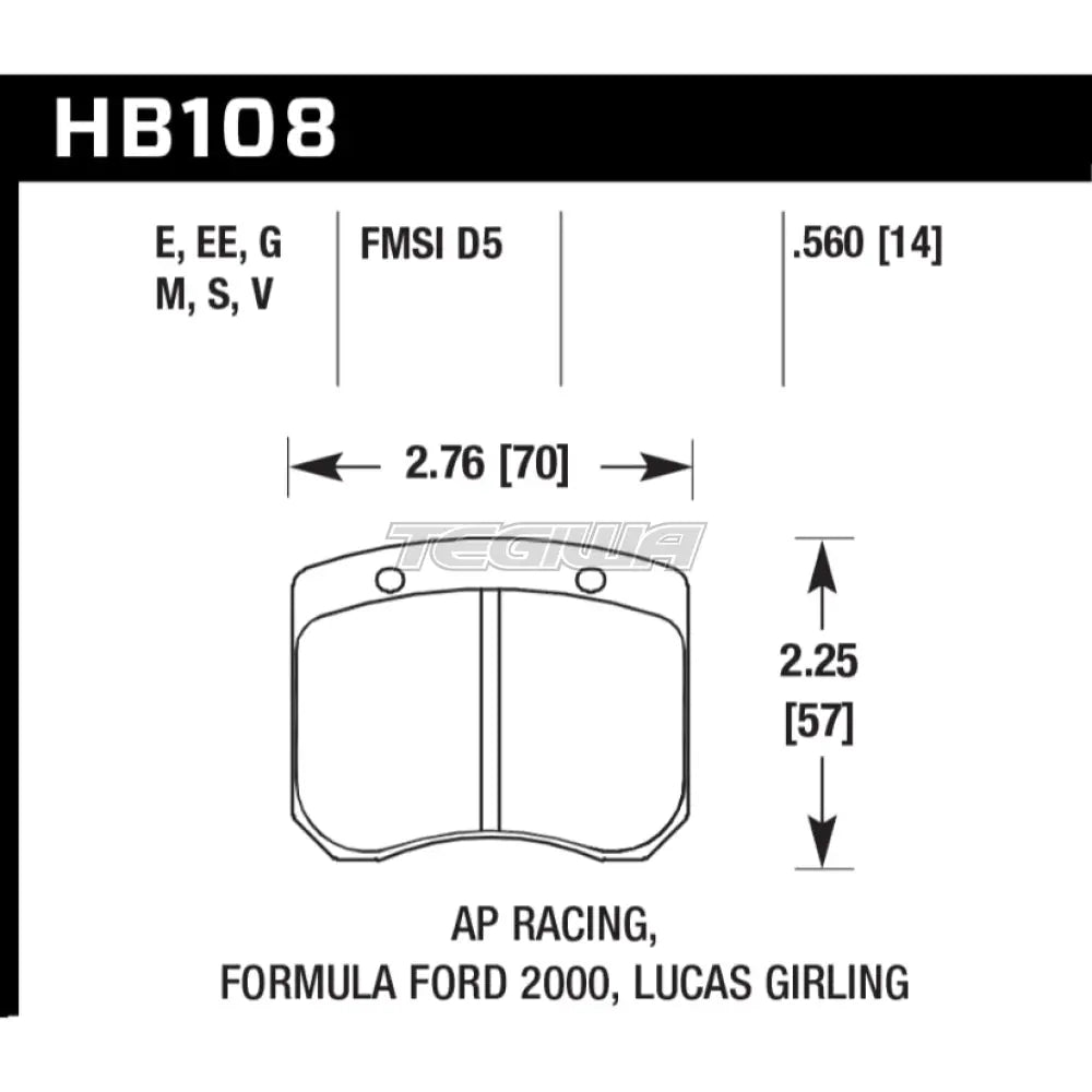 HAWK Performance Black Motorsports Brake Pads  - HB108M.560