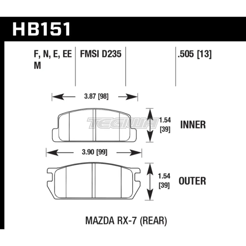 HAWK Performance Black Motorsports Brake Pads Rear - HB151M.505