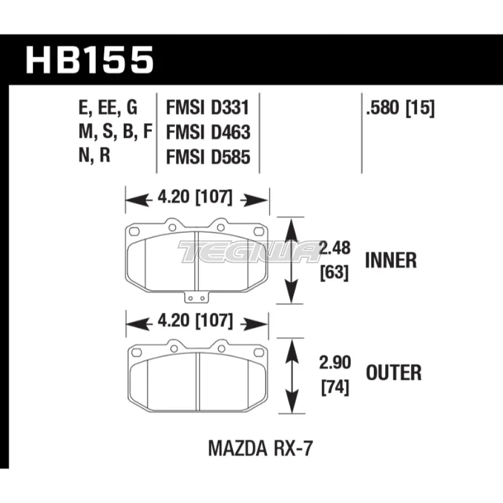 HAWK Performance Black Motorsports Brake Pads Rear - HB155M.580