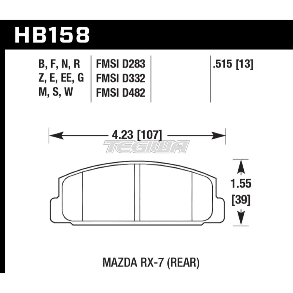HAWK Performance Black Motorsports Brake Pads Rear - HB158M.515