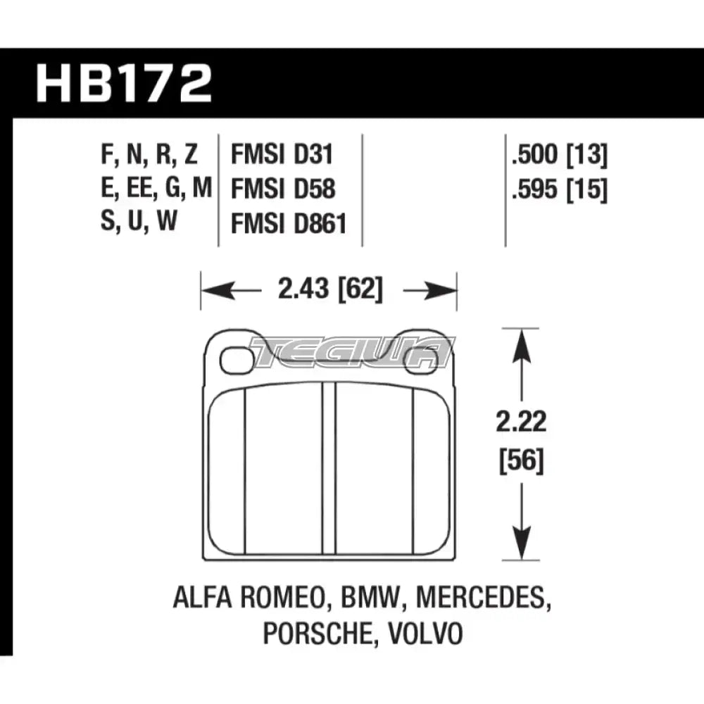 HAWK Performance Blue 9012 Motorsports Brake Pads Brembo X97.24.10 Caliper