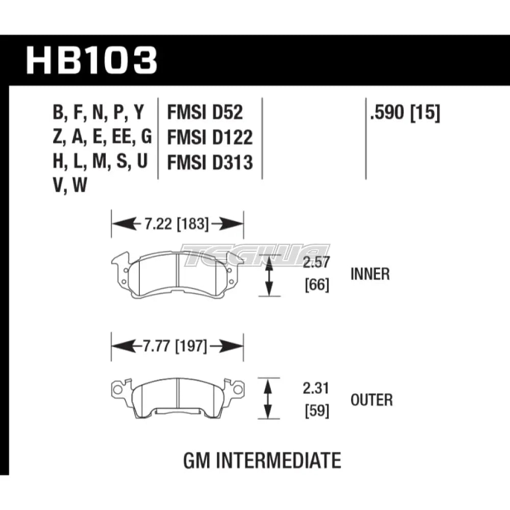HAWK Performance Blue 9012 Motorsports Brake Pads Front - HB103E.590