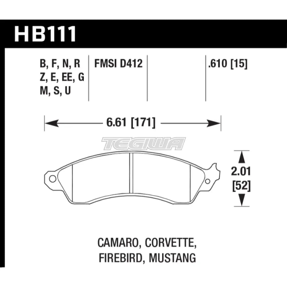 HAWK Performance Blue 9012 Motorsports Brake Pads Front - HB111E.610
