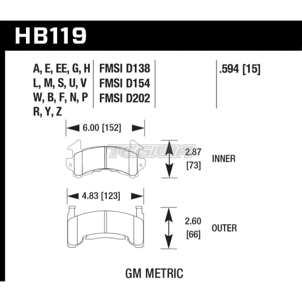 HAWK Performance Blue 9012 Motorsports Brake Pads Front - HB119E.594