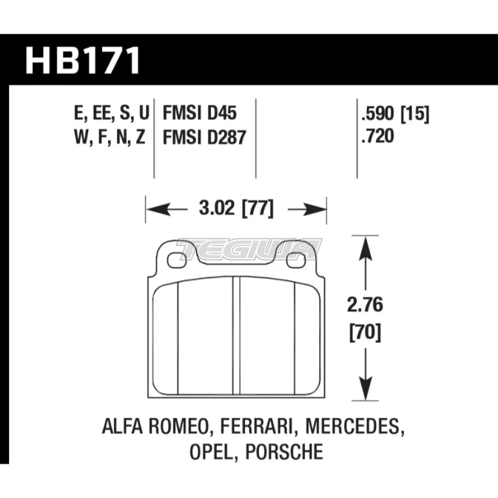 HAWK Performance Blue 9012 Motorsports Brake Pads Front - HB171E.590