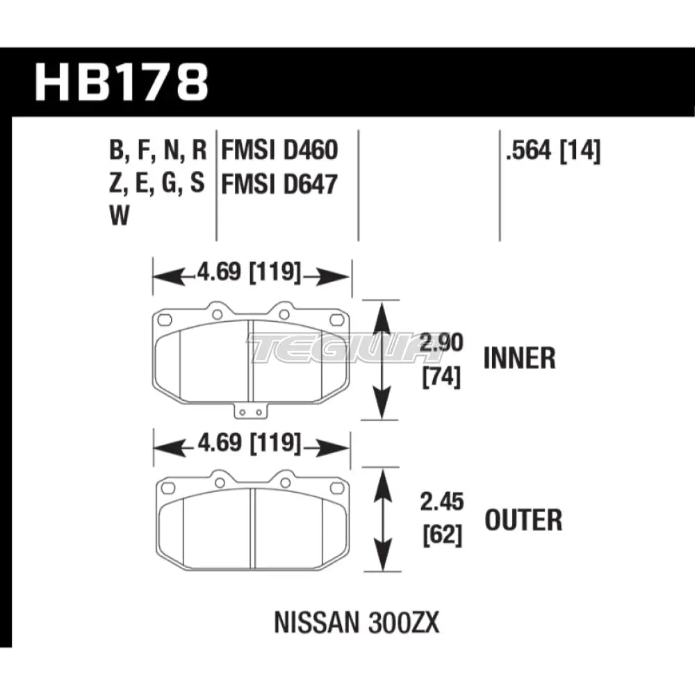 HAWK Performance Blue 9012 Motorsports Brake Pads Front - HB178E.564