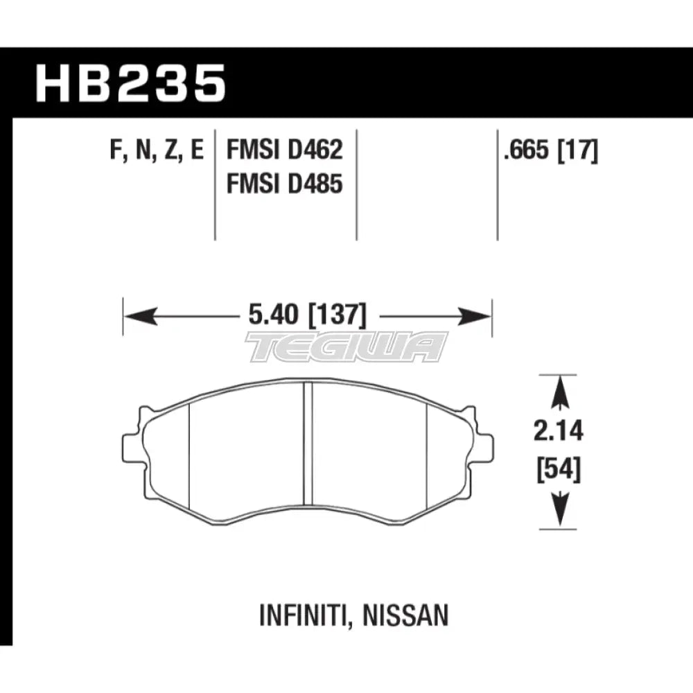 HAWK Performance Blue 9012 Motorsports Brake Pads Front - HB235E.665
