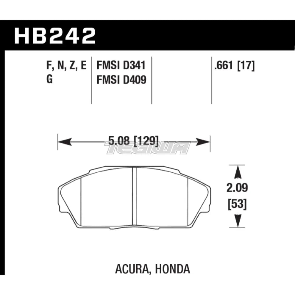 HAWK Performance Blue 9012 Motorsports Brake Pads Front - HB242E.661