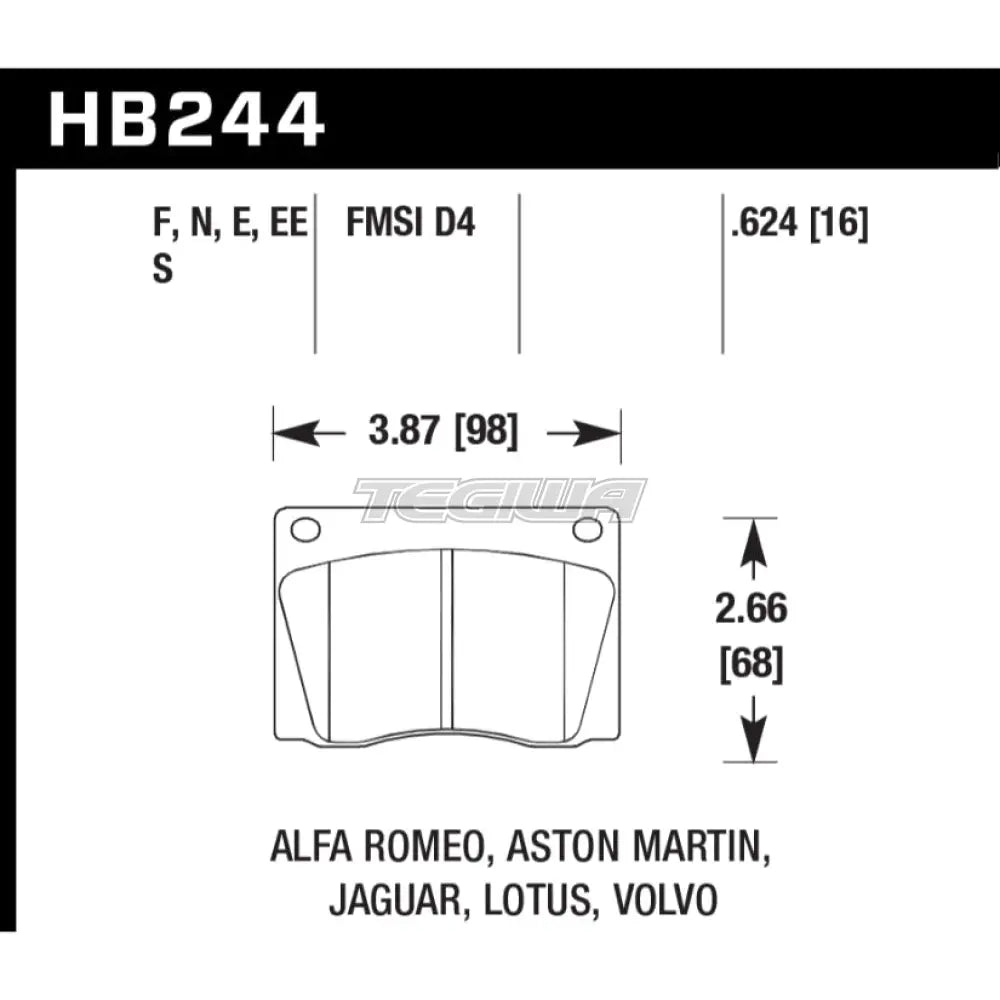 HAWK Performance Blue 9012 Motorsports Brake Pads Front - HB244E.624