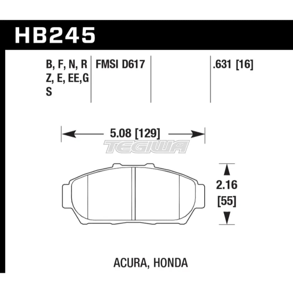 HAWK Performance Blue 9012 Motorsports Brake Pads Front - HB245E.631