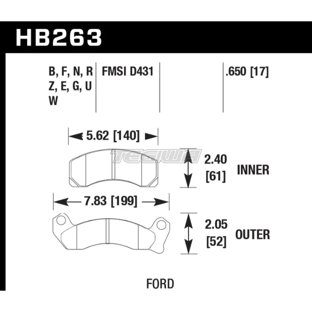 HAWK Performance Blue 9012 Motorsports Brake Pads Front - HB263E.650