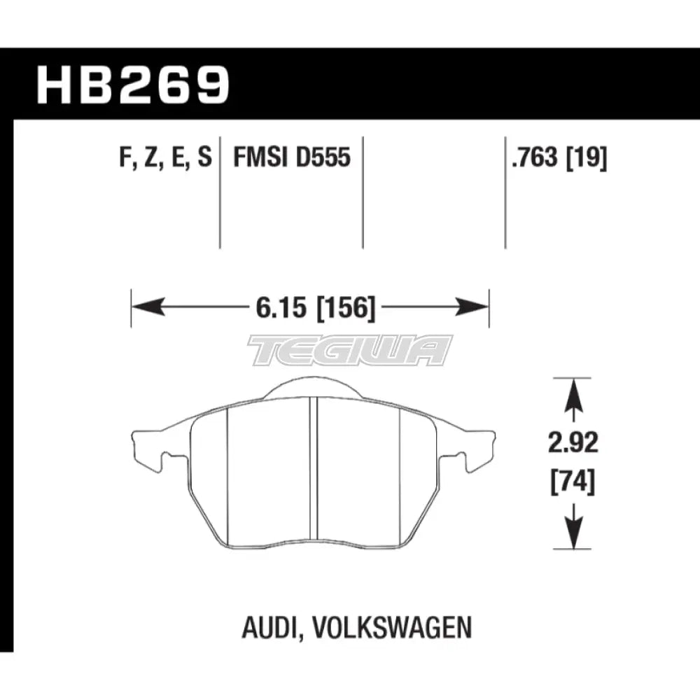 HAWK Performance Blue 9012 Motorsports Brake Pads Front - HB269E.763