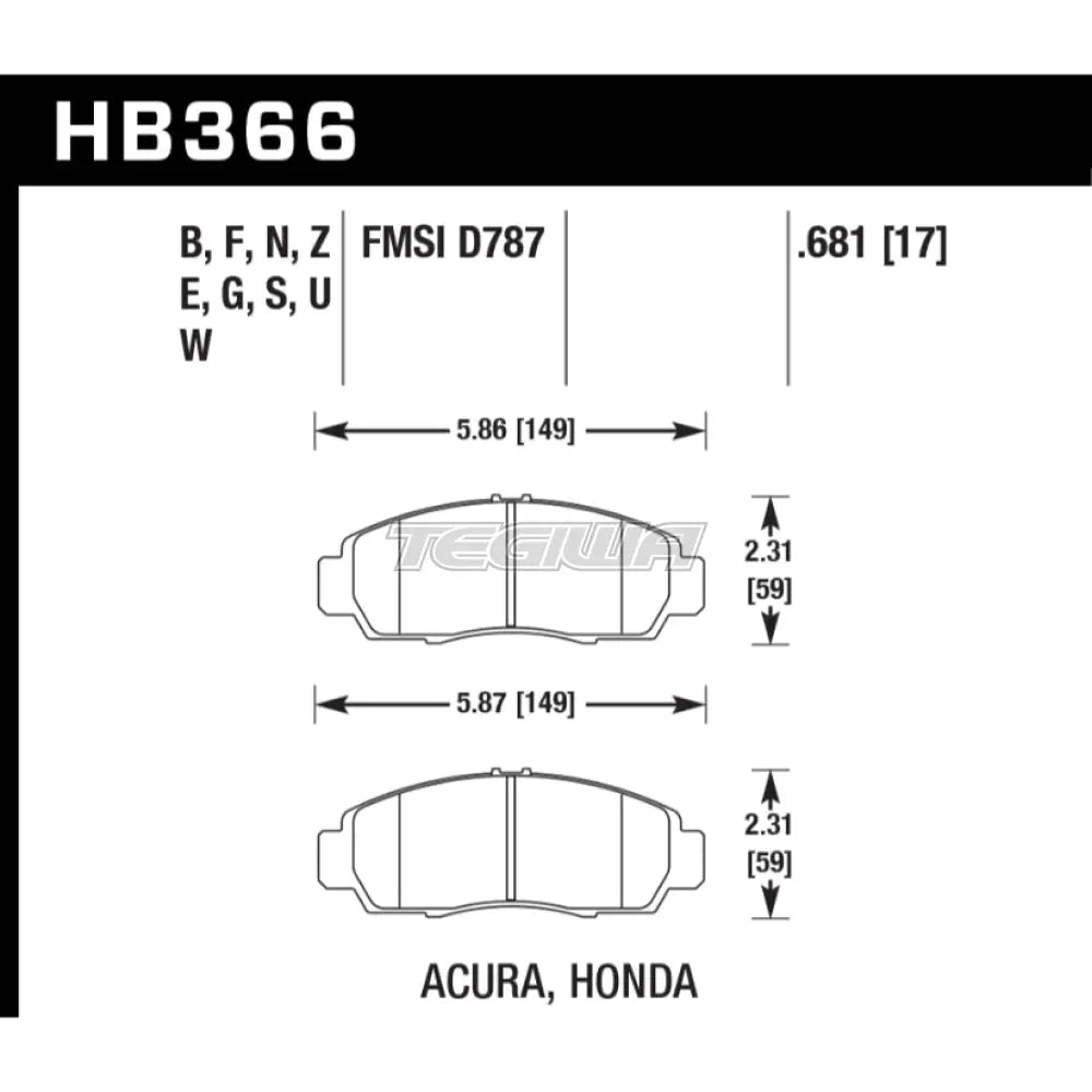 HAWK Performance Blue 9012 Motorsports Brake Pads Front - HB366E.681