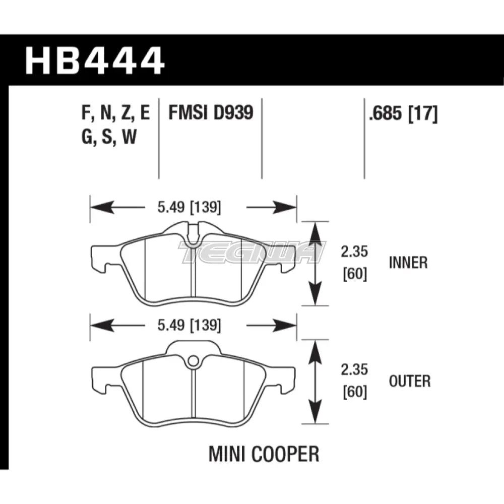 HAWK Performance Blue 9012 Motorsports Brake Pads Front - HB444E.685