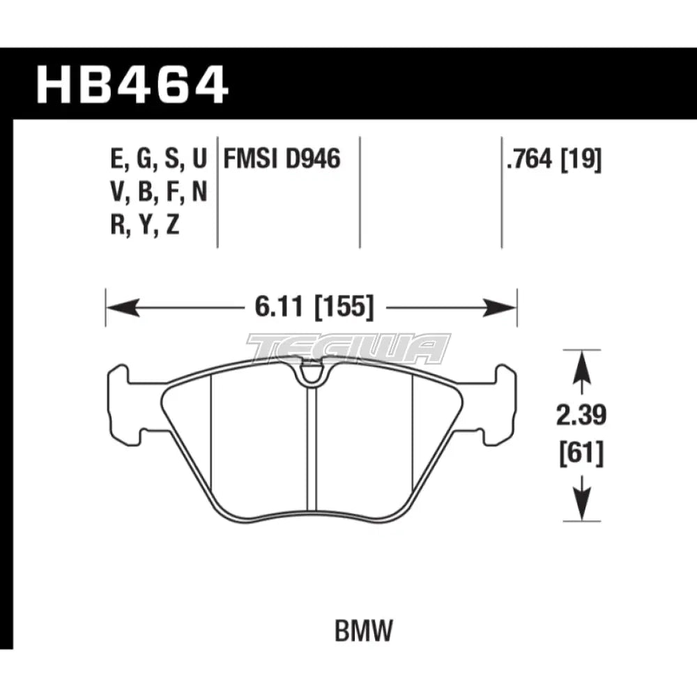 HAWK Performance Blue 9012 Motorsports Brake Pads Front - HB464E.764