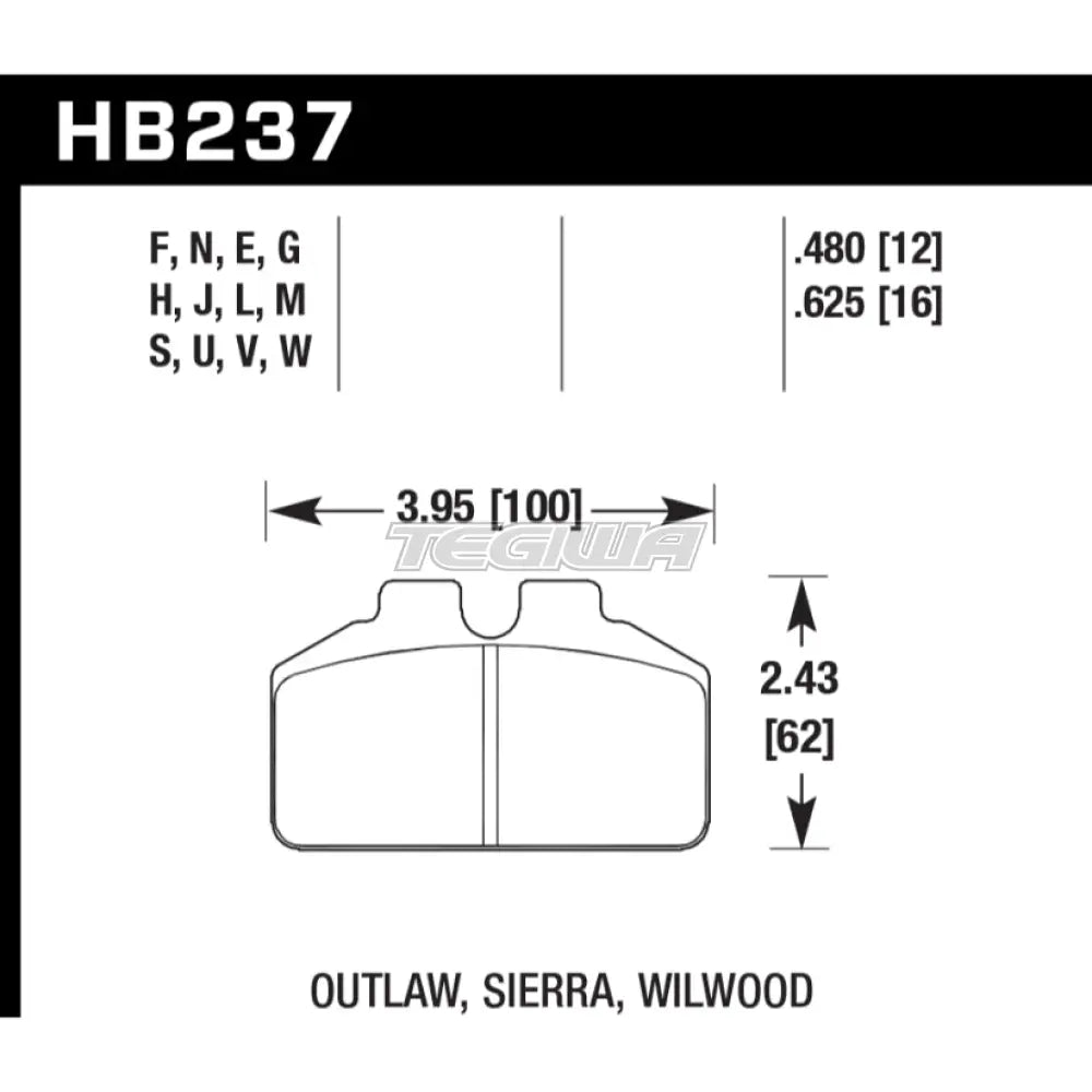 HAWK Performance Blue 9012 Motorsports Brake Pads  - HB237E.625