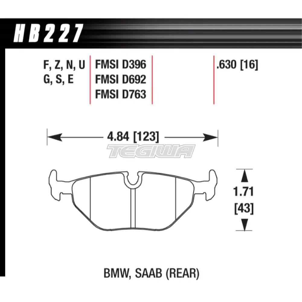 HAWK Performance Blue 9012 Motorsports Brake Pads Rear - HB227E.630