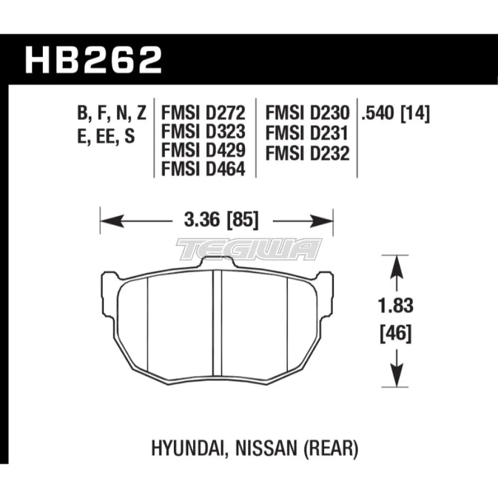HAWK Performance Blue 9012 Motorsports Brake Pads Rear - HB262E.540
