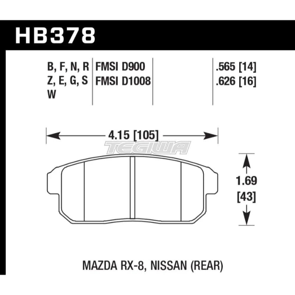 HAWK Performance Blue 9012 Motorsports Brake Pads Rear - HB378E.565