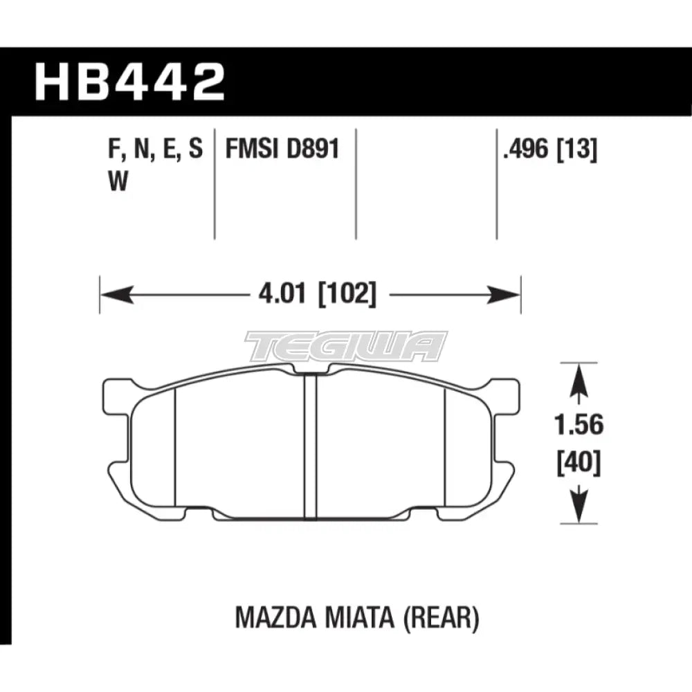 HAWK Performance Blue 9012 Motorsports Brake Pads Rear - HB442E.496