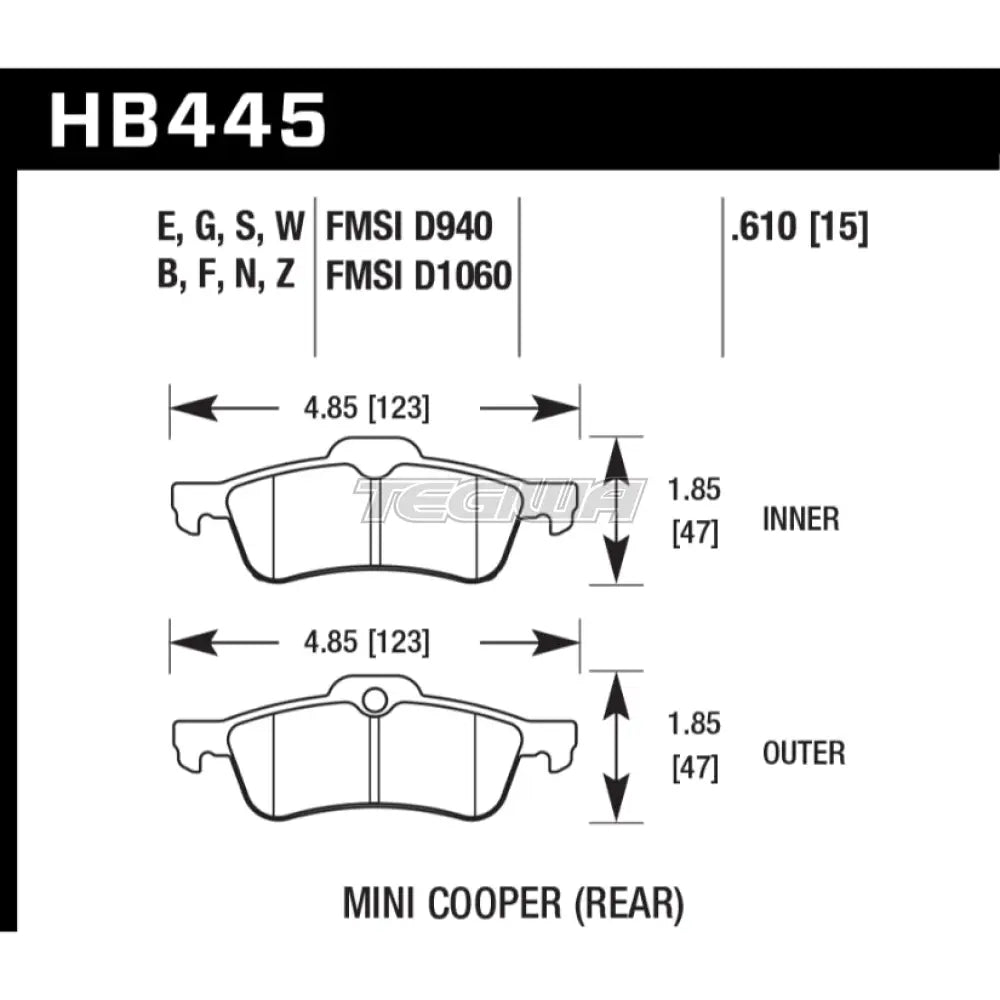 HAWK Performance Blue 9012 Motorsports Brake Pads Rear - HB445E.610
