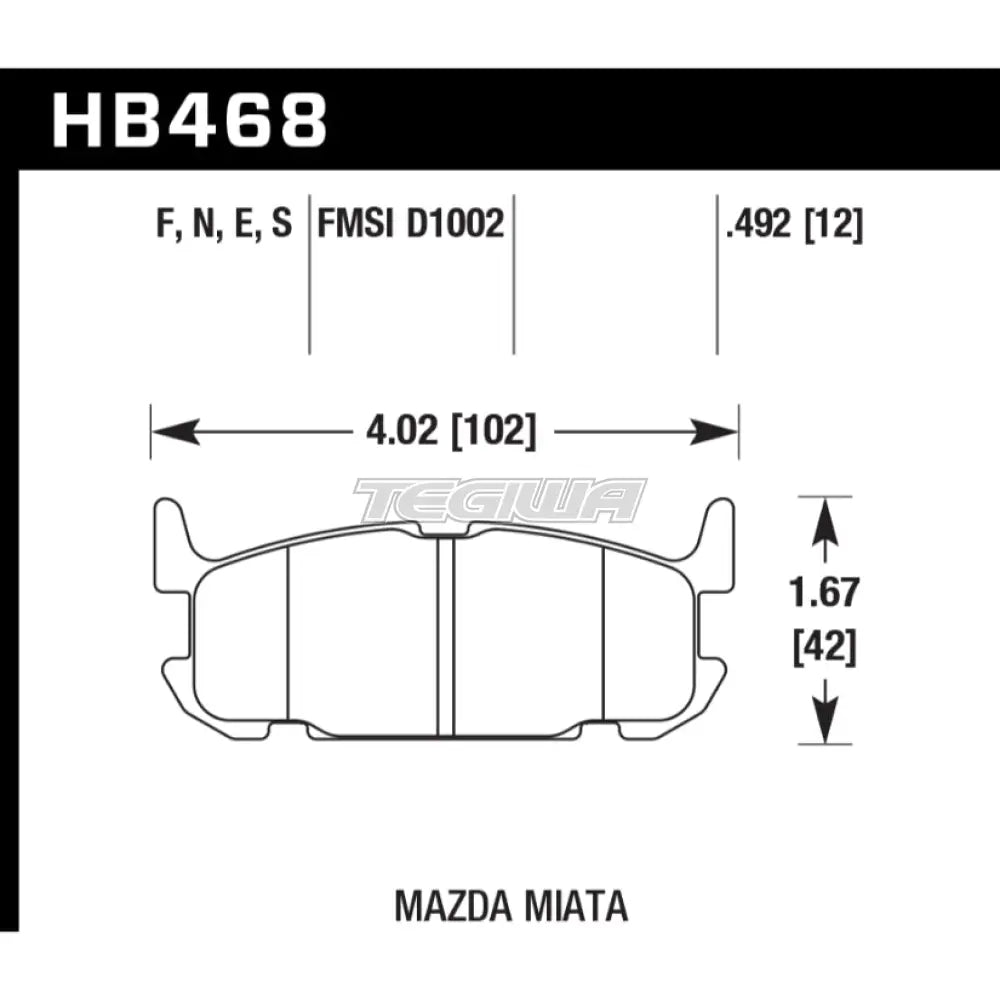 HAWK Performance Blue 9012 Motorsports Brake Pads Rear - HB468E.492